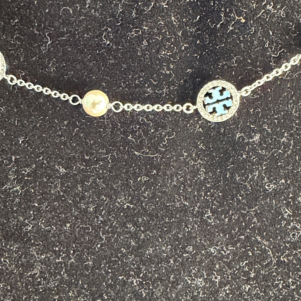 Tory Burch Miller SilverTone Pavé Pearl Short Necklace - Picture 3 of 6